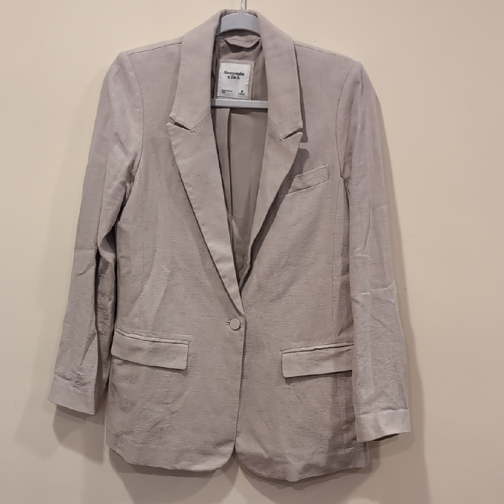 Abercrombie & Fitch Tan Blazer Structured Shoulders Tailored Fit